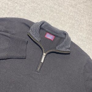 Untuckit‎ Pullover Mens Large Black 1/4 Zip Merino Wool Belguardo Smart Preppy